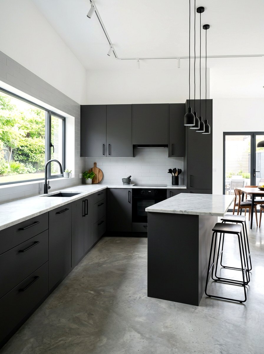 Matte black hardware - 30 moody kitchen ideas