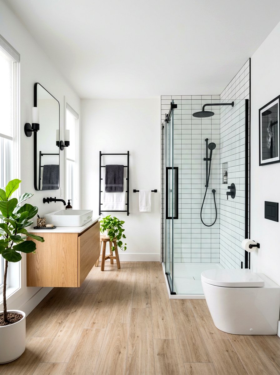 Matte black hardware - 30 bathroom makeover ideas