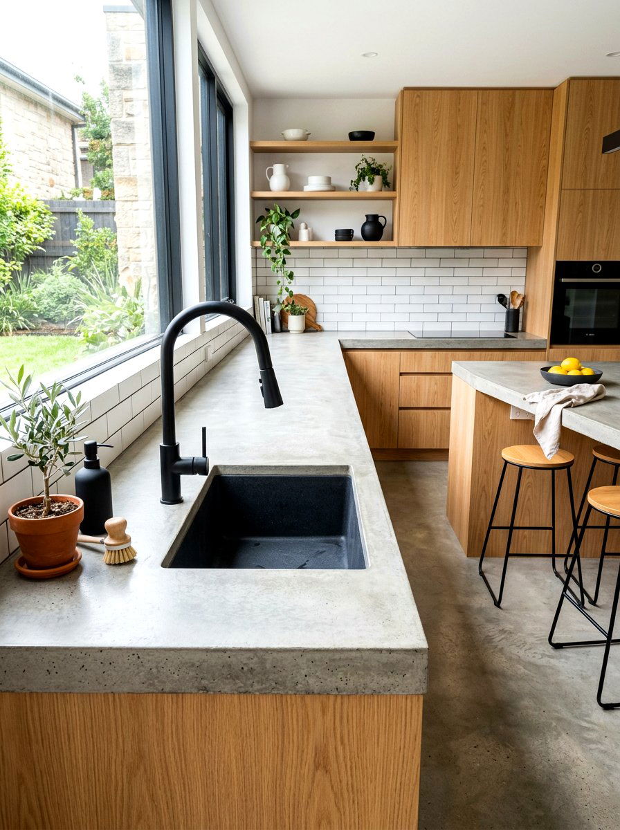 Matte black kitchen faucet - 30 wabi sabi kitchen ideas