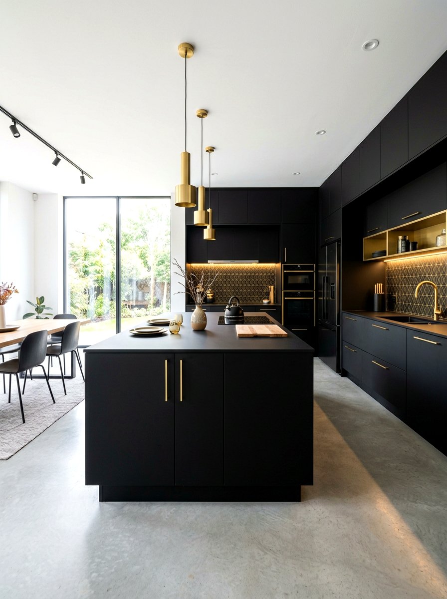 Matte black kitchen island - 30 statement island kitchen ideas