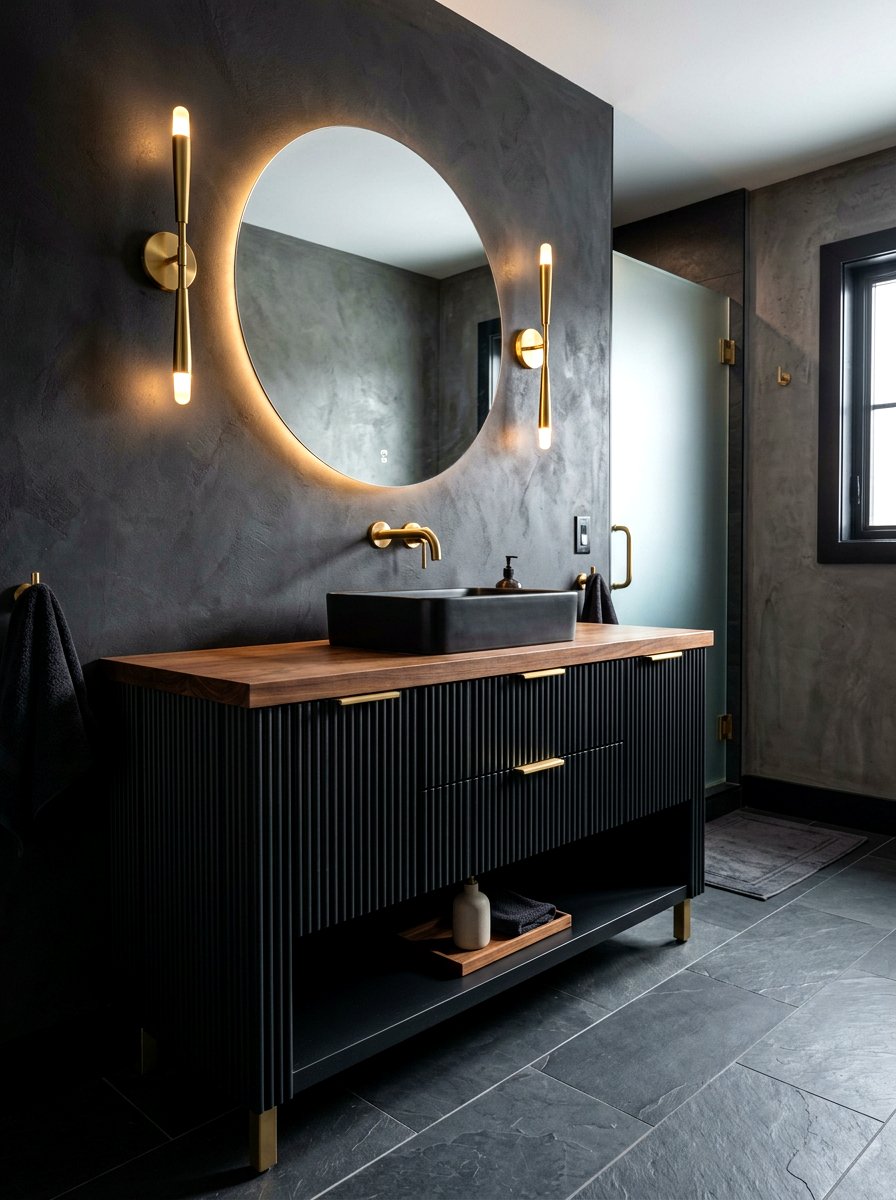 Matte black reeded vanity - 30 reeded vanity bathroom ideas