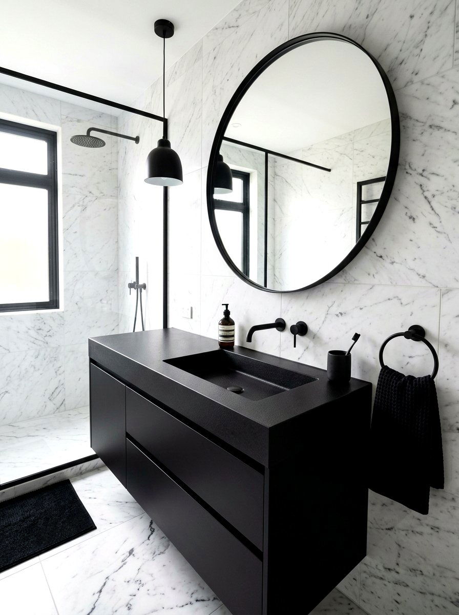 Matte black solid surface sink - 30 integrated sink countertop ideas