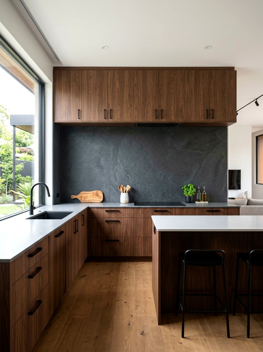Matte charcoal backsplash - 30 moody kitchen ideas
