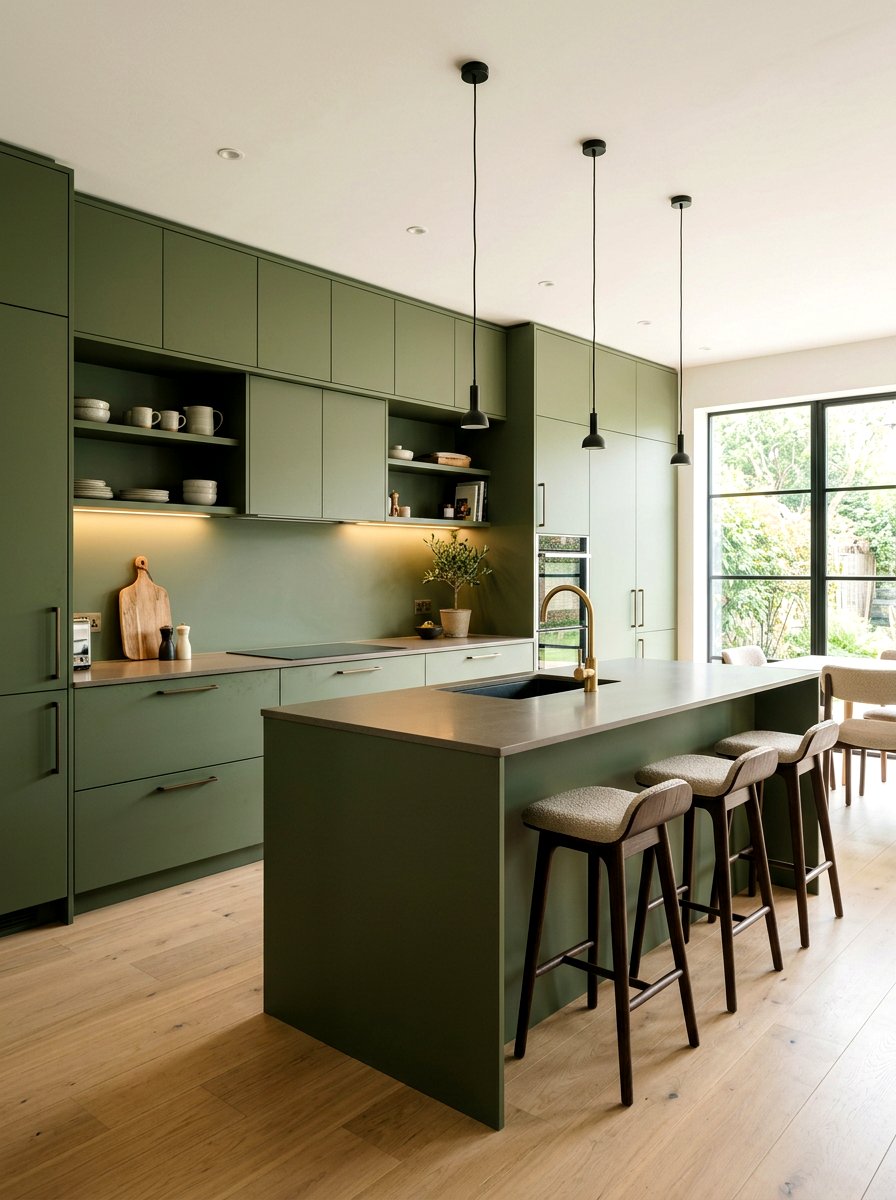 Matte olive green kitchen - 30 olive green kitchen ideas