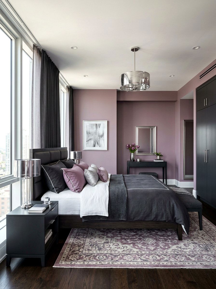 Mauve And Charcoal Bedroom - 30 bedroom color scheme ideas