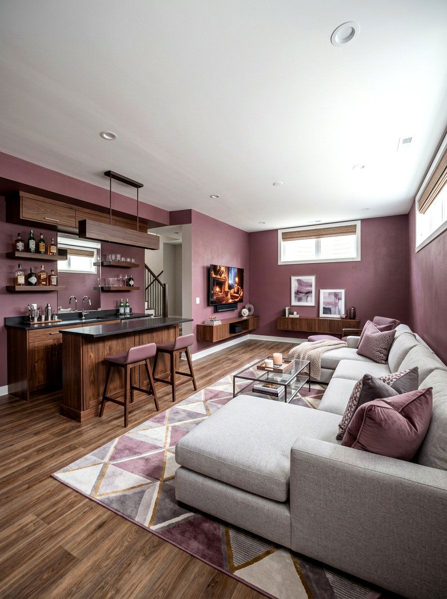 Mauve Basement Lounge - 30 mauve decor ideas