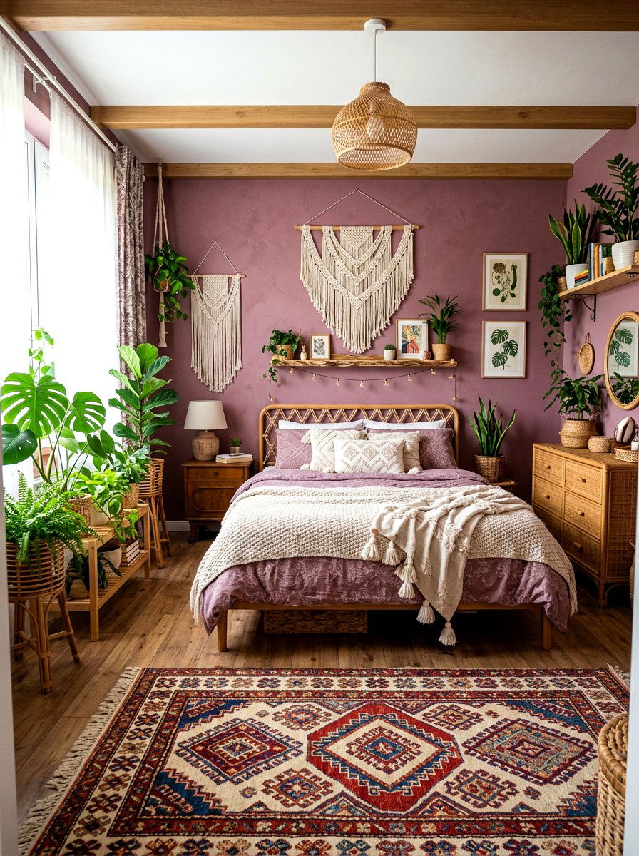 Mauve Boho Style - 30 mauve decor ideas