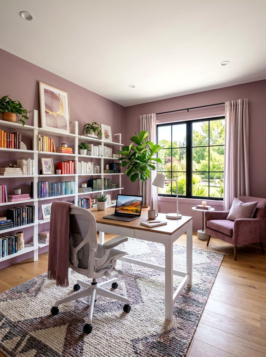 Mauve Home Office - 30 mauve decor ideas