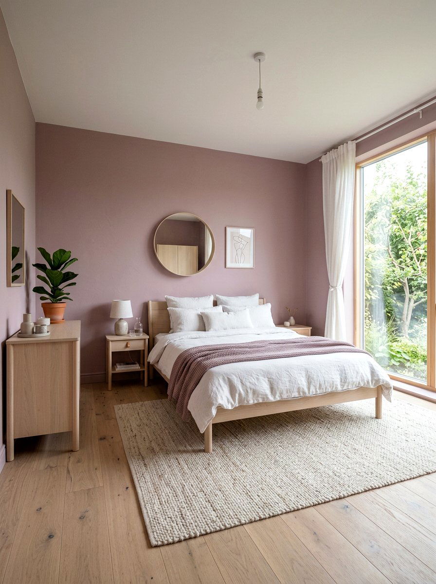 Mauve Pink Scandi Bedroom - 30 pink bedroom ideas