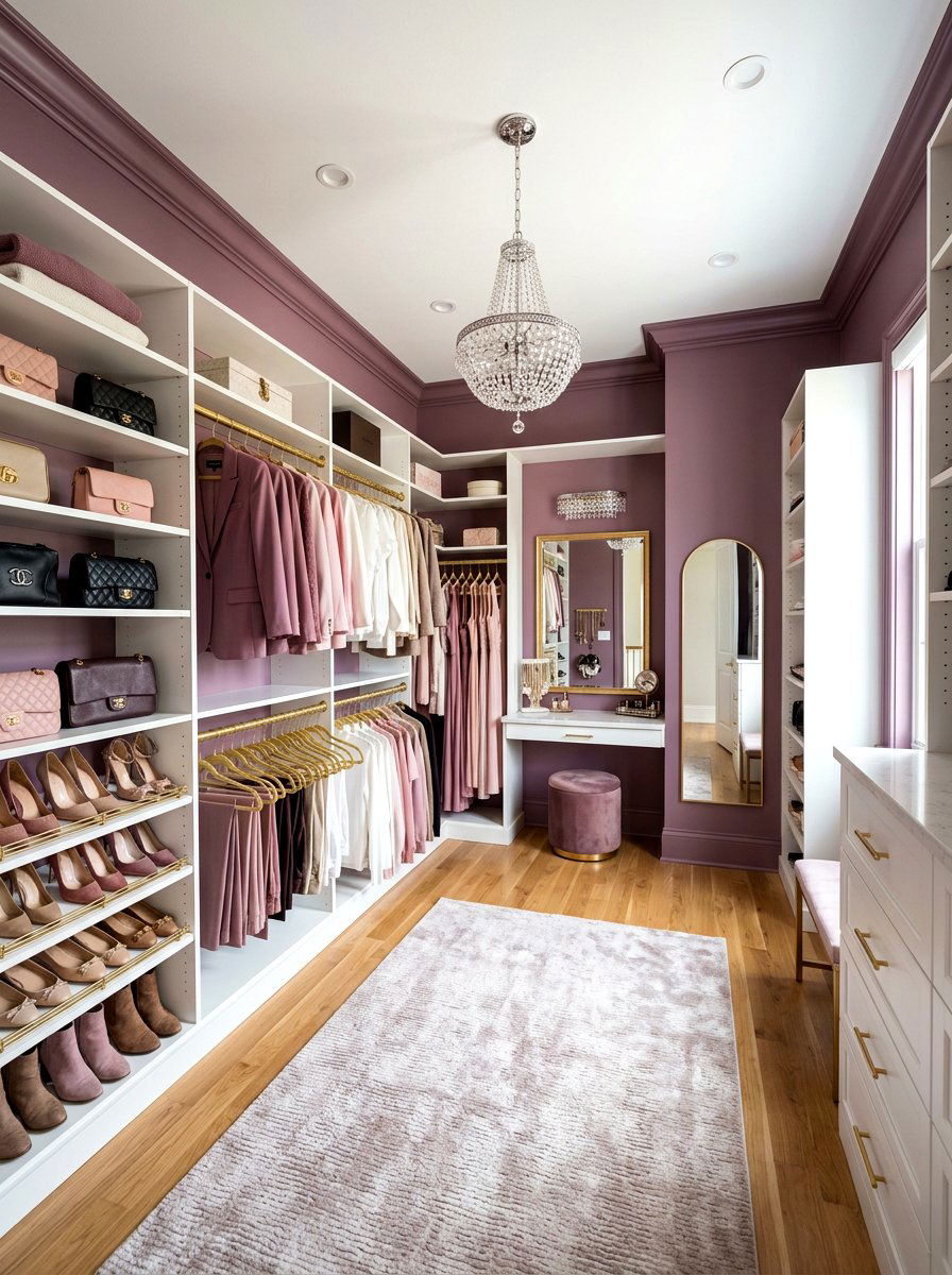 Mauve Walk In Closet - 30 tiny room big color ideas