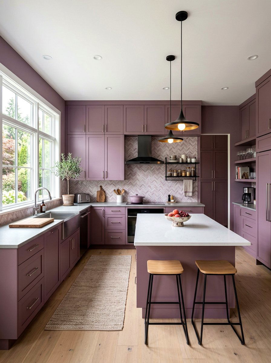 Mauve kitchen - 30 color drenched kitchen ideas