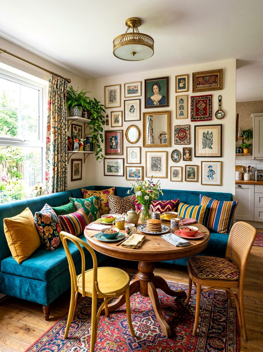 Maximalist Breakfast Nook - 30 maximalist kitchen ideas