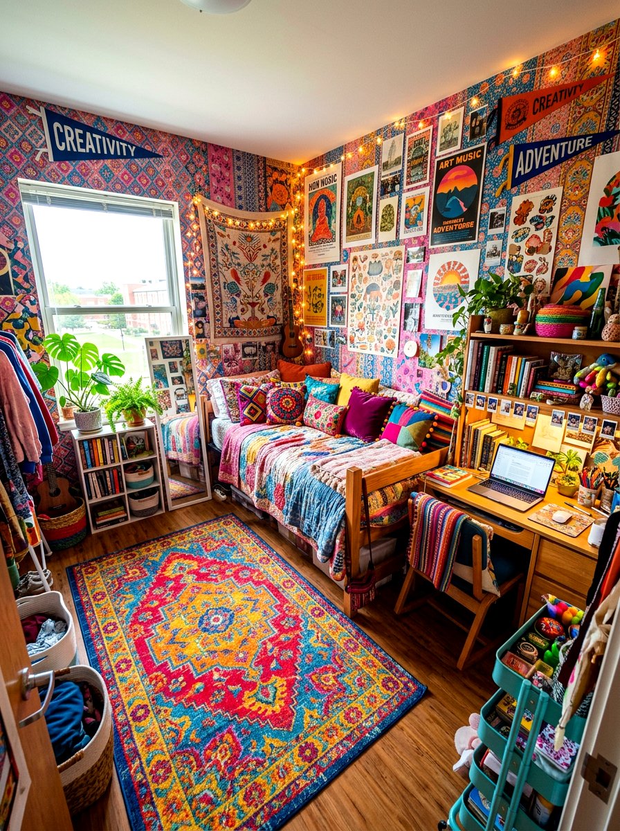 Maximalist Colorful Dorm Room - 30 college bedroom ideas