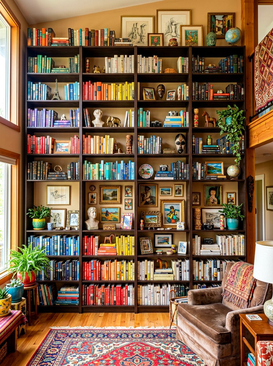 Maximalist Eclectic Bookshelf - 30 shelfie decor ideas