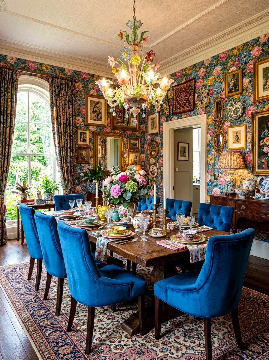 Maximalist Floral Dining Room - 30 flower room ideas