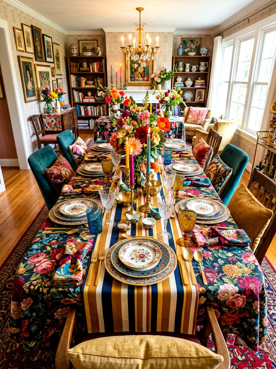 Maximalist Pattern Table Setting - 30 layered table setting ideas