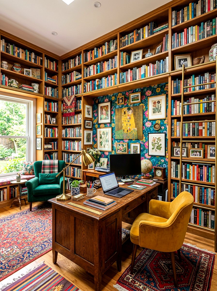 Maximalist bookshelf office - 30 book lover office ideas