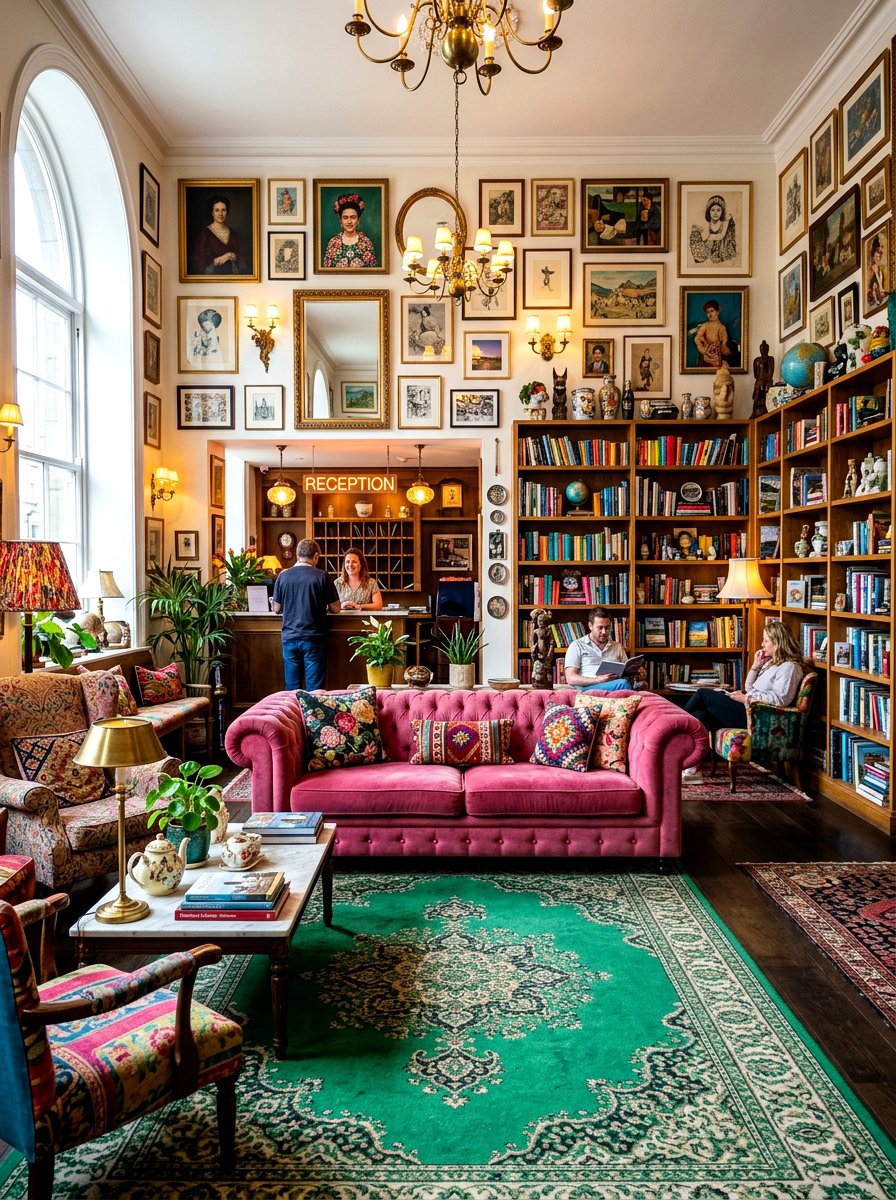 Maximalist hotel reception - 30 hotel lobby living room ideas