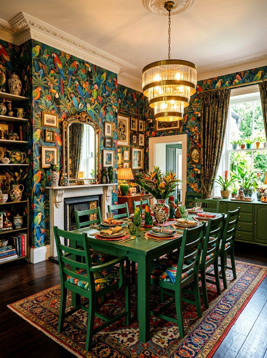 Maximalist wallpaper dining room - 30 art filled dining room ideas