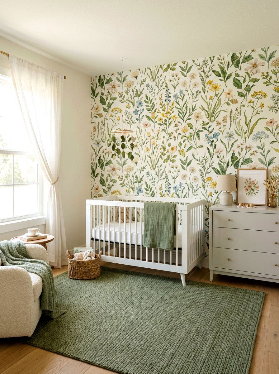 Meadow floral nursery wallpaper - 30 floral nursery wallpaper ideas