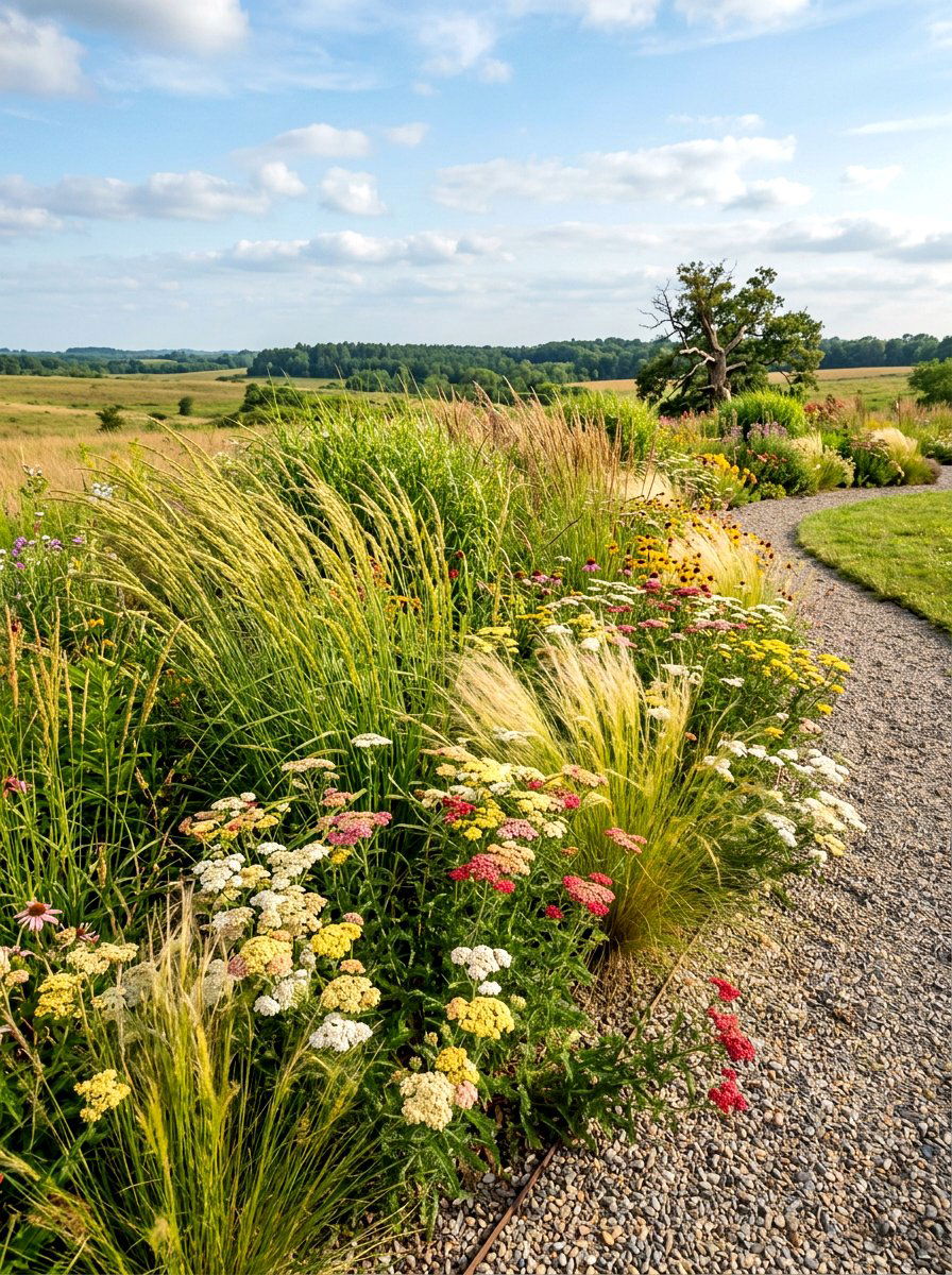 Meadow grass garden border - 30 bee garden border ideas