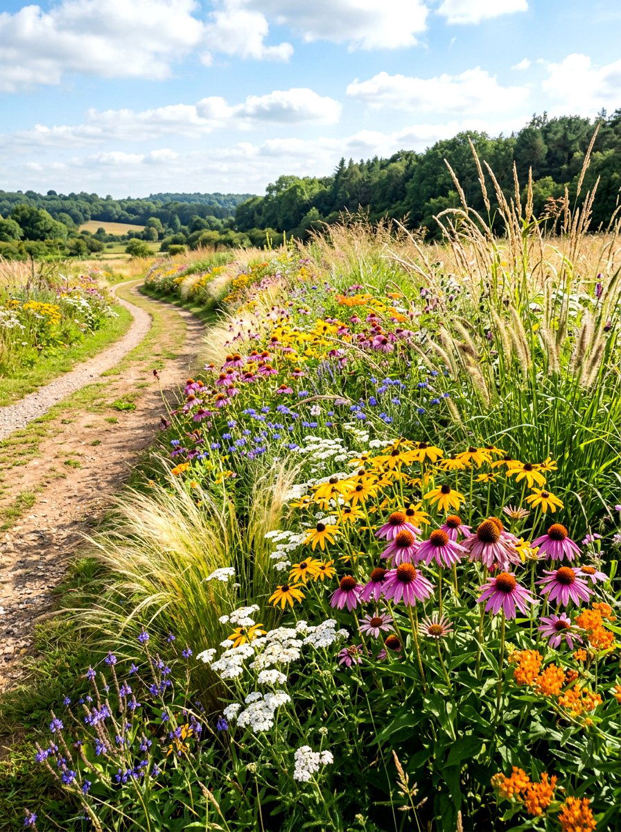 Meadow style border - 30 backyard border planting ideas