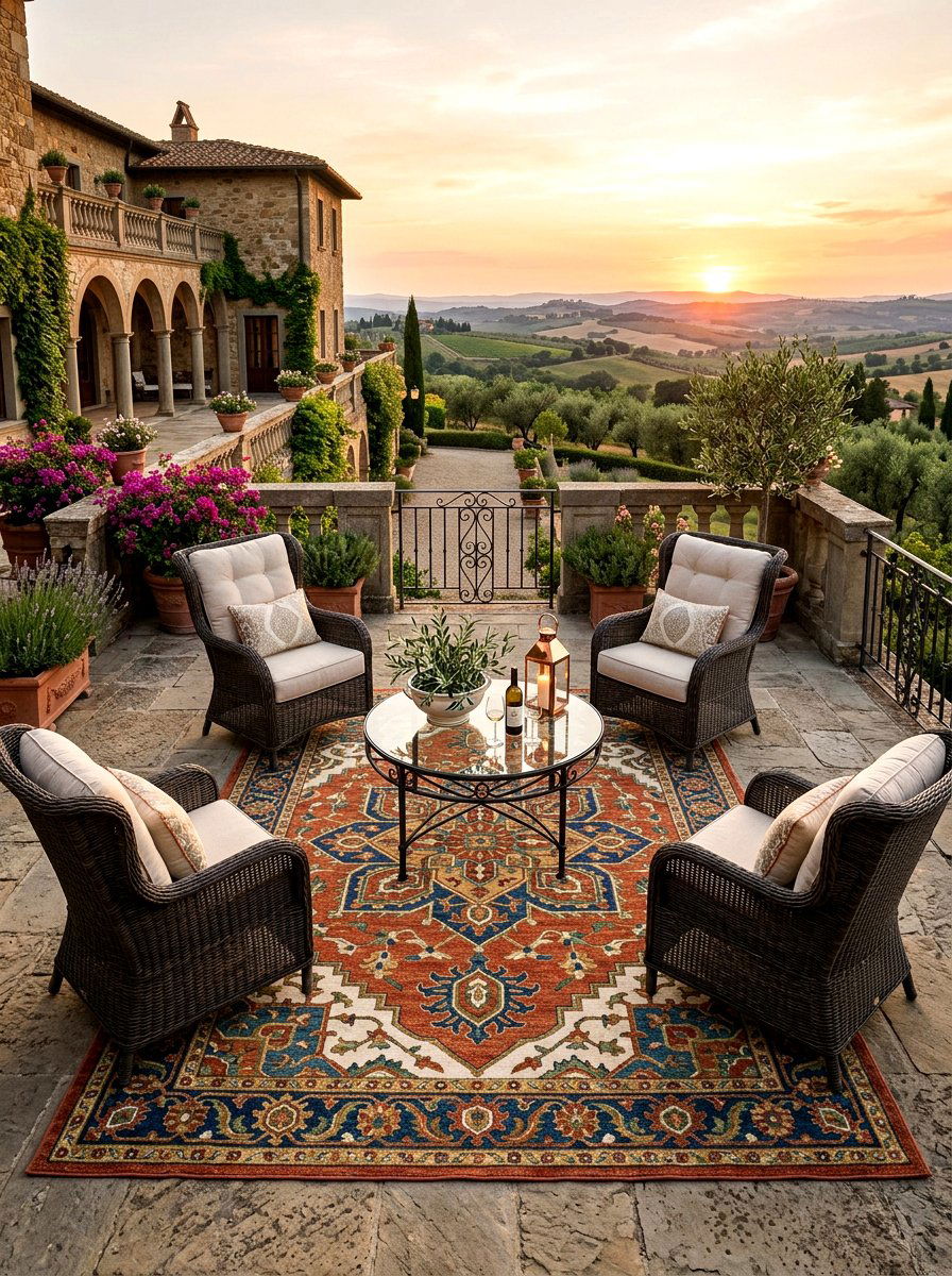 Medallion Print Terrace Rug - 30 patio rug ideas