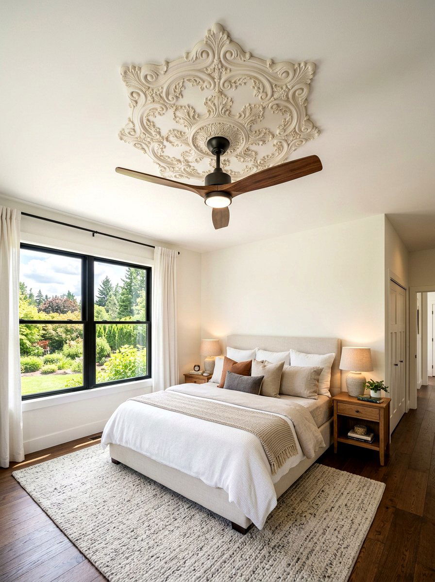 Medallion with ceiling fan - 30 ceiling medallion ideas