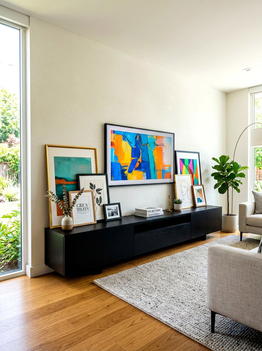 Media Art Display - 30 leaning art wall ideas