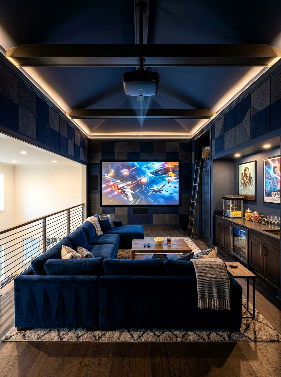 Media Room Loft - 30 upstairs loft ideas