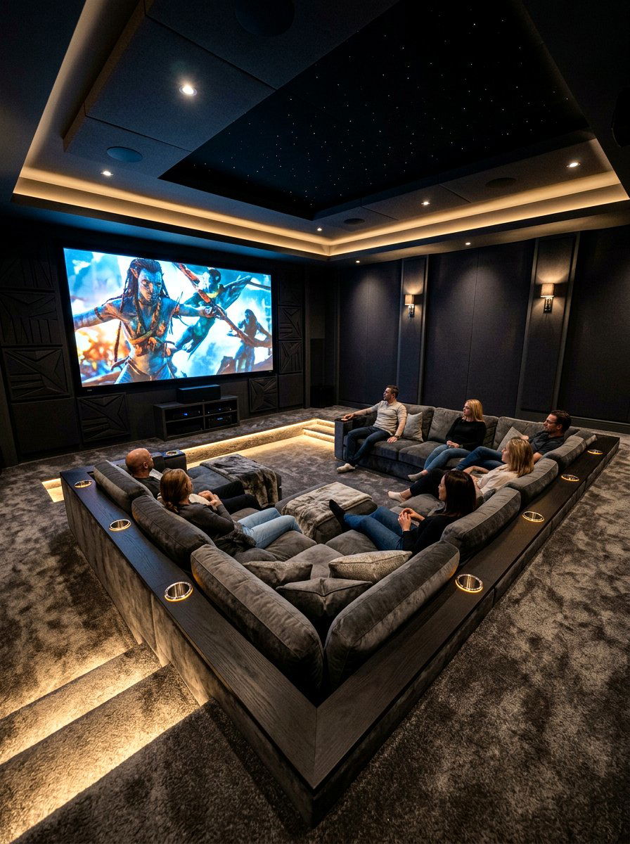Media Room U Shaped Pit - 30 pit sofa living room ideas