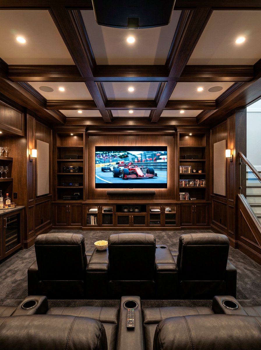 Media console storage - 30 basement storage wall ideas