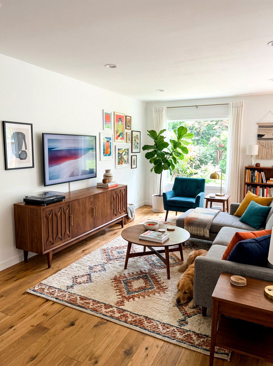Media console with doors - 30 family friendly living room storage ideas