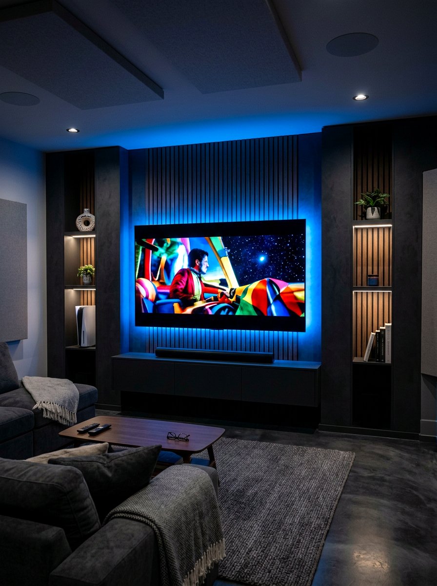 Media wall with led lighting - 30 media wall ideas