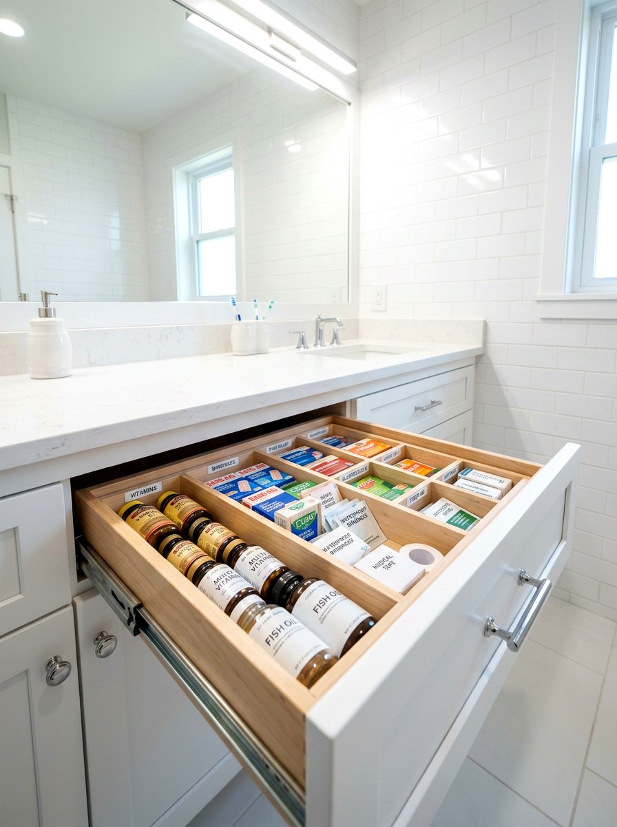 Medicine Drawer Organizer - 30 bathroom vanity drawer ideas