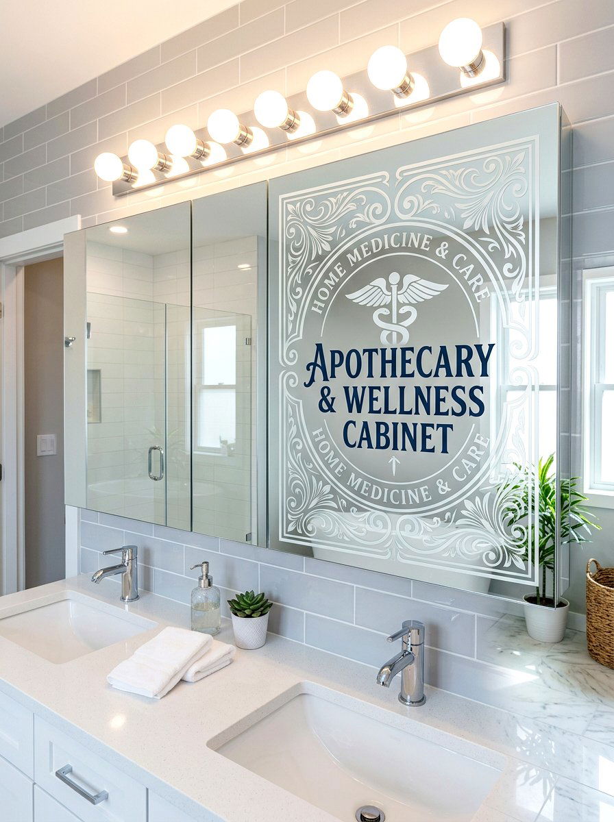 Medicine cabinet decal - 30 rental bathroom ideas