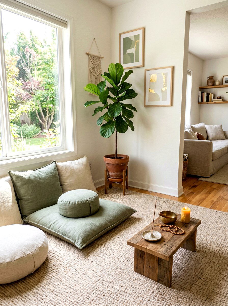 Meditation Corner Cushions - 30 self care station ideas