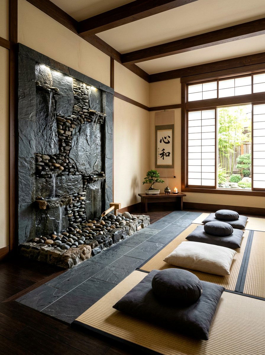 Meditation Room With Water Feature - 30 clean air room ideas