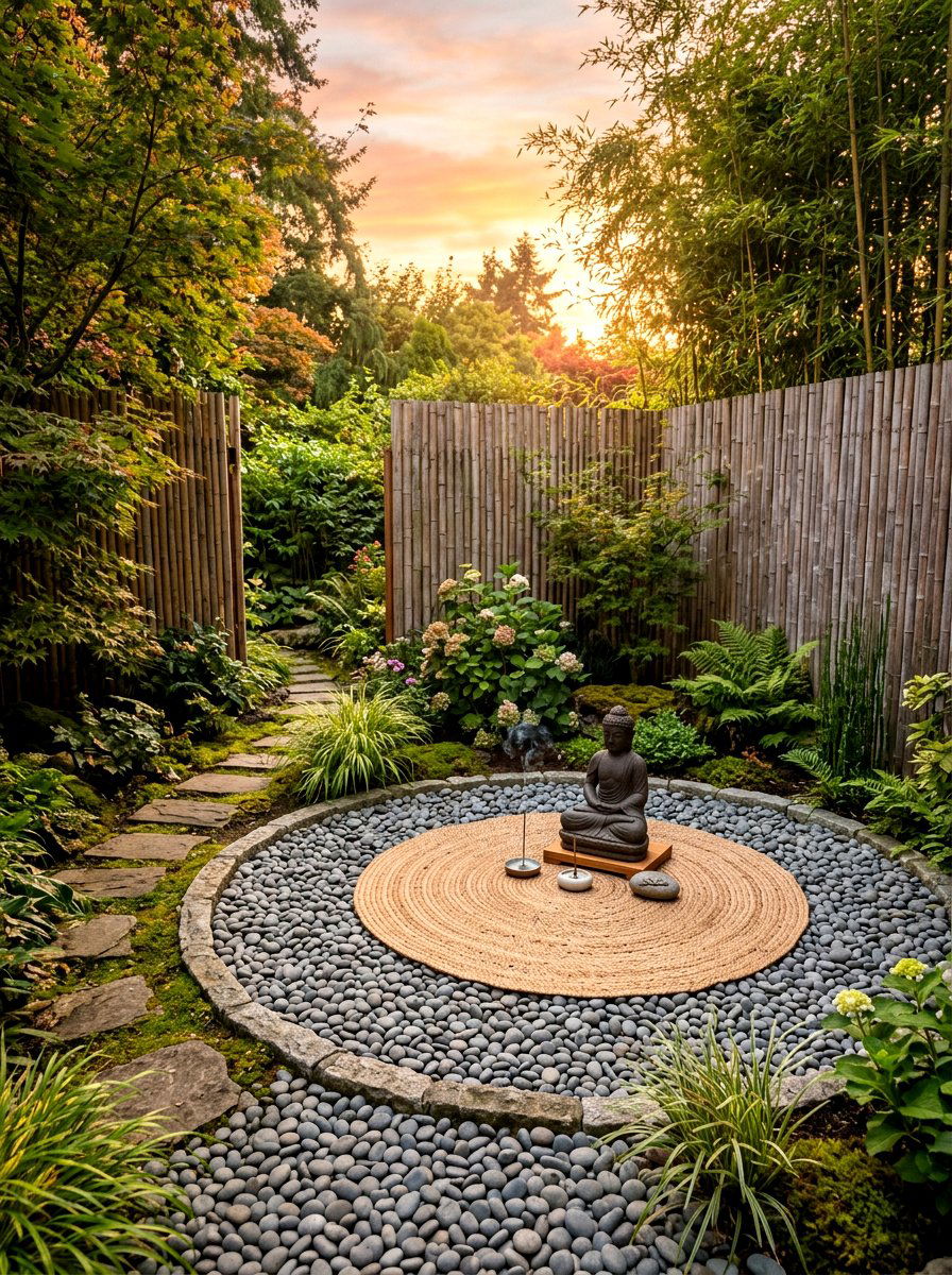 Meditation Space - 30 pebble garden ideas