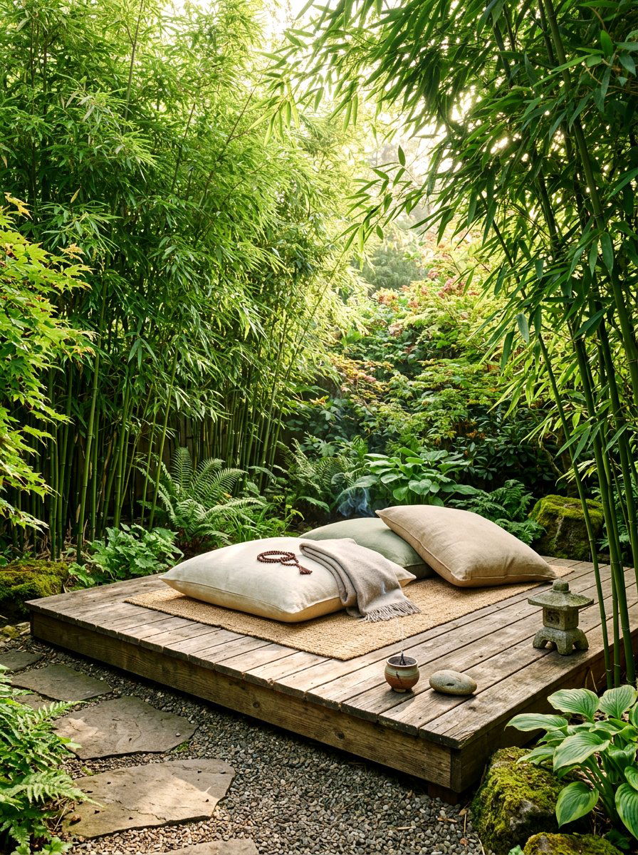 Meditation Space - 30 healing backyard garden ideas