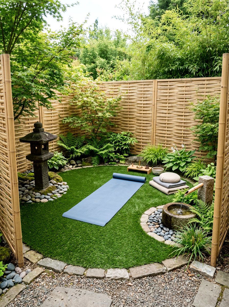 Meditation corner artificial turf - 30 artificial turf backyard ideas