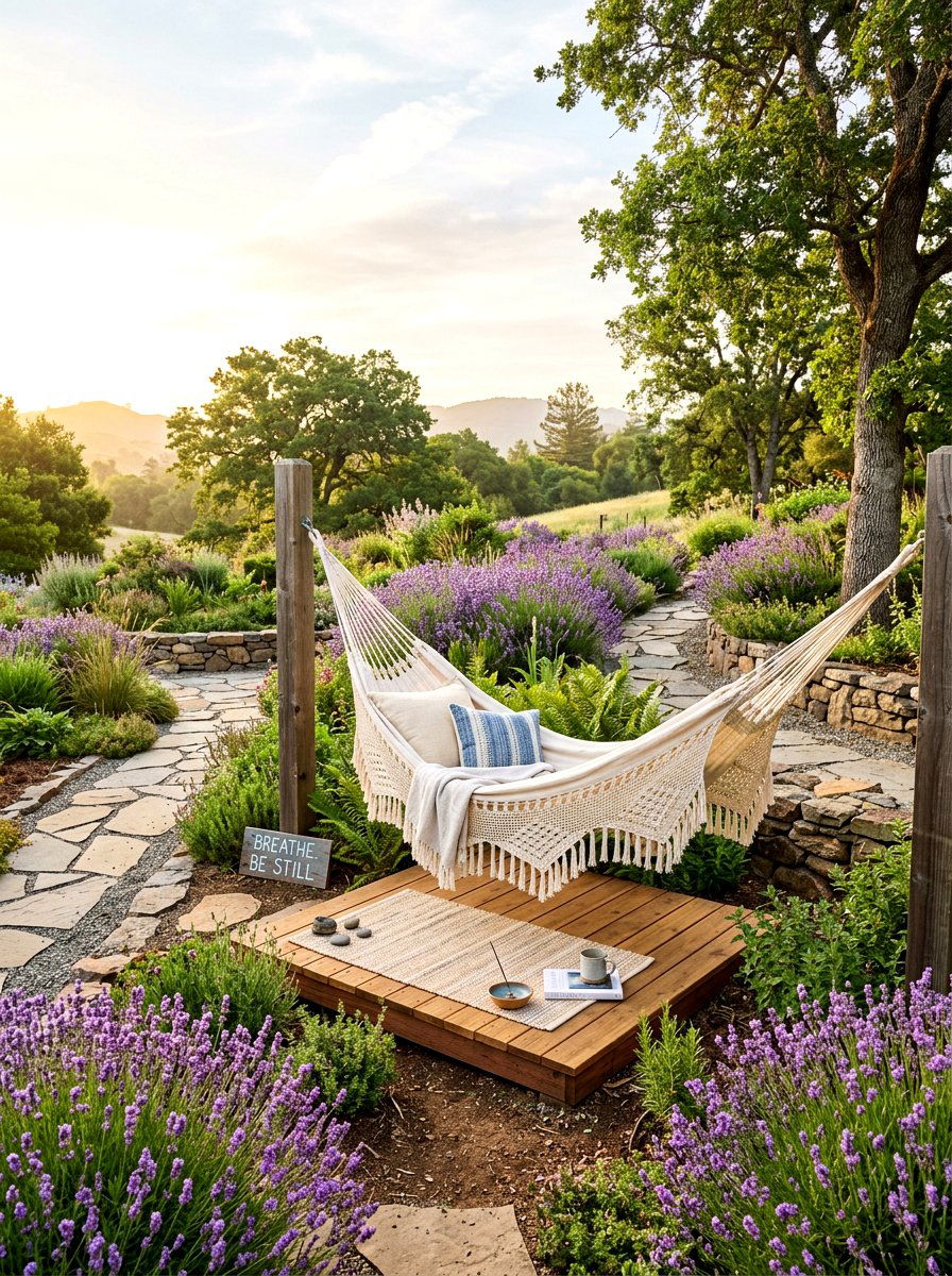 Meditation garden hammock spot - 30 hammock garden corner ideas
