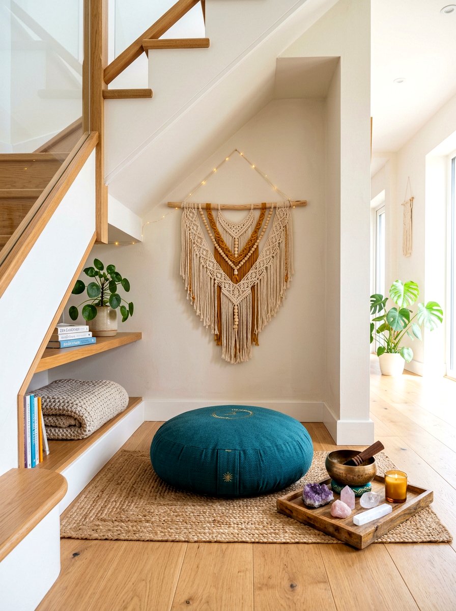 Meditation nook under stairs - 30 stair nook decor ideas
