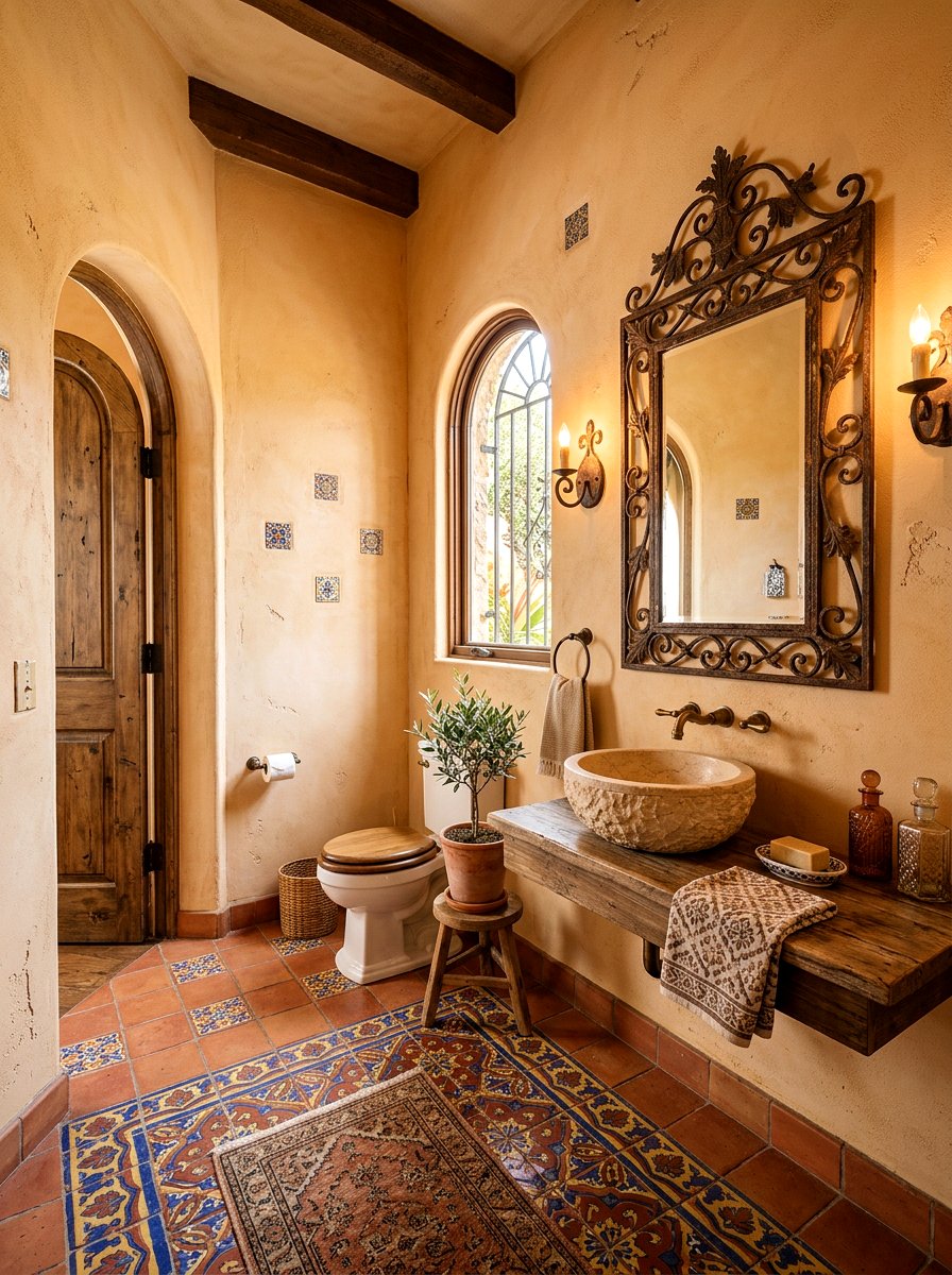Mediterranean Apricot Powder Room - 30 apricot powder room ideas