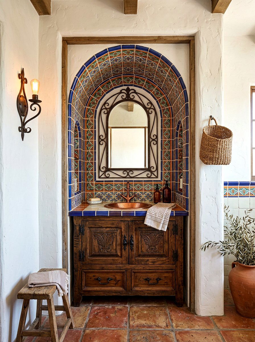 Mediterranean Arched Vanity Niche - 30 arched vanity niche ideas