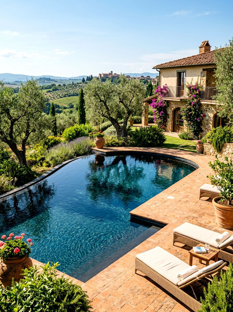 Mediterranean Black Bottom Pool - 30 black bottom pool backyard ideas