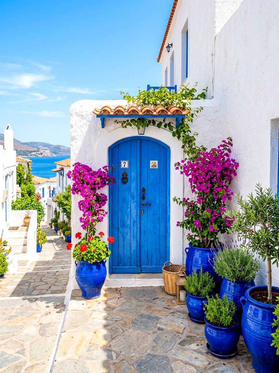 Mediterranean Blue Accents - 30 Mediterranean exterior courtyard ideas