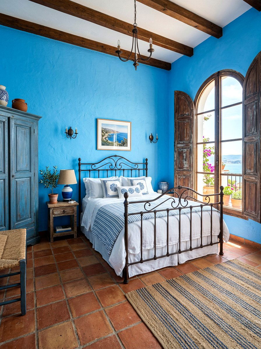 Mediterranean Blue Bedroom - 30 ocean blue bedroom ideas