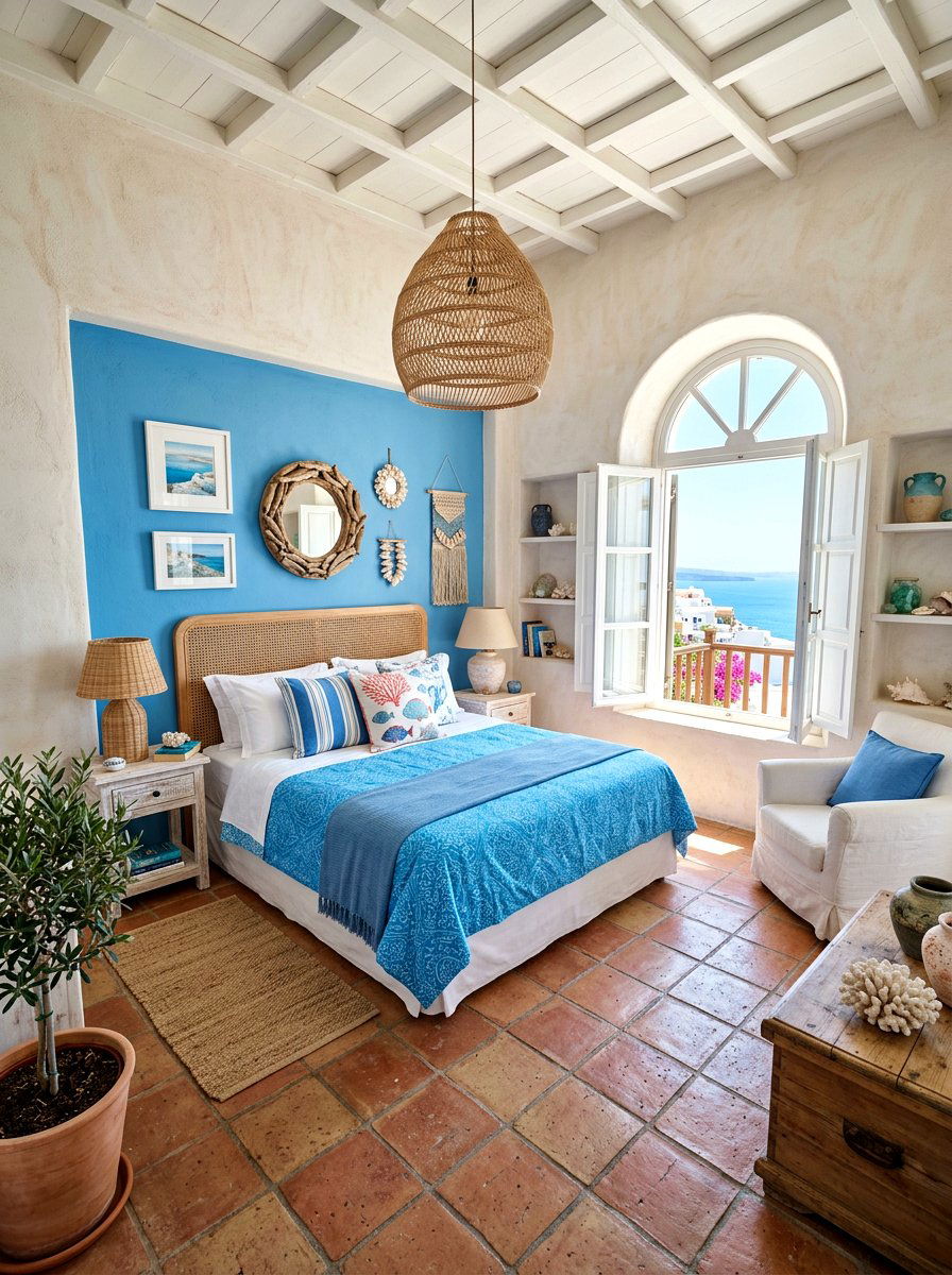 Mediterranean Blue Bedroom - 30 blue bedroom ideas