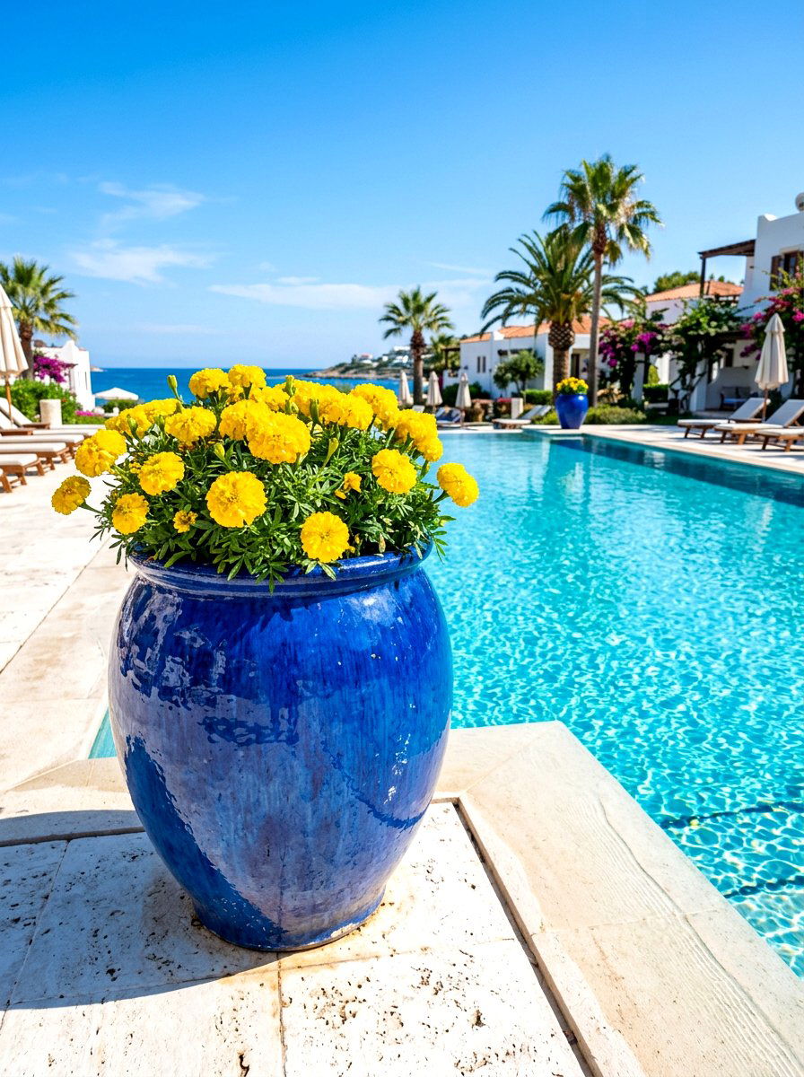 Mediterranean Blue Glazed Pot - 30 large planter ideas